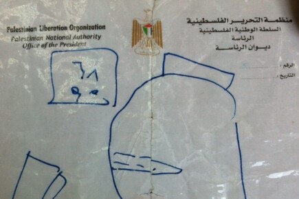 Abba's hand-sketched map of Olmert's territorial offer