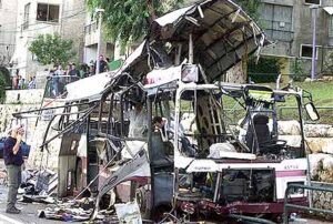 The wrecked hull of Haifa bus 16.