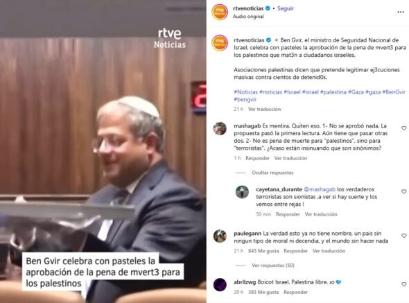 Spain’s RTVE Deletes False Post on Israeli ‘Death Penalty For Palestinians’