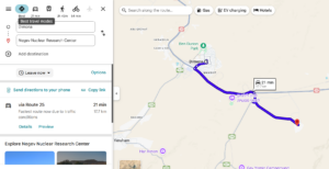 Google map showing distance between the Israeli town of Dimona and the nuclear site some 15 kilometers to the southeast