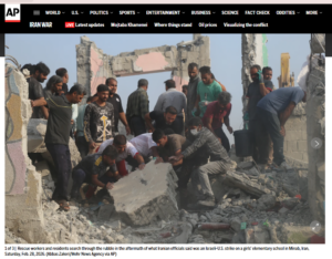 AP Mehr News Agency Iranian officials said Israeli-US strike on girls' school Iran