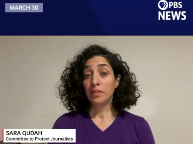 Committee to Protect Journalists Sara Qudah on PBS 3.30.26