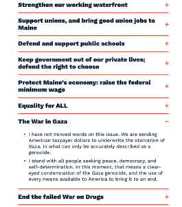 Graham Platner's policy positions - Gaza