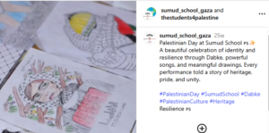 Sumud School IG photo with art work