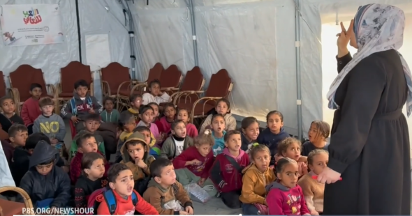 Gaza children sitting on the ground